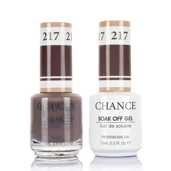Chance Gel &amp; Lacquer Duo 217, brown crème, soak-off gel polish and matching nail lacquer, 0.5 oz each