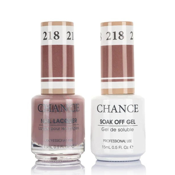 Chance Gel &amp; Lacquer Duo 218, brown crème, soak-off gel polish and matching nail lacquer, 0.5 oz each