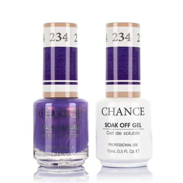 Chance Gel &amp; Lacquer Duo 234, purple shimmer, soak-off gel polish and matching nail lacquer, 0.5 oz each