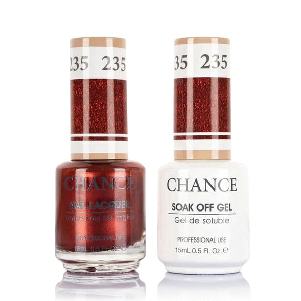 Chance Gel &amp; Lacquer Duo 235, red glitter, soak-off gel polish and matching nail lacquer, 0.5 oz each