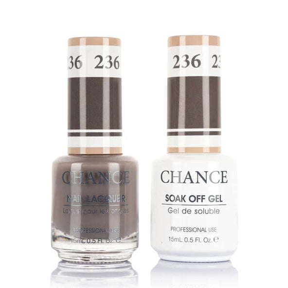 Chance Gel &amp; Lacquer Duo 236, grey crème, soak-off gel polish and matching nail lacquer, 0.5 oz each