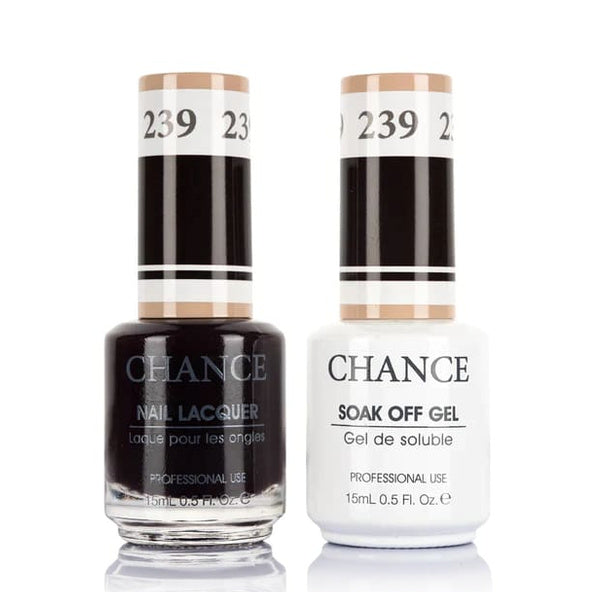 Chance Gel &amp; Lacquer Duo 239, black crème, soak-off gel polish and matching nail lacquer, 0.5 oz each