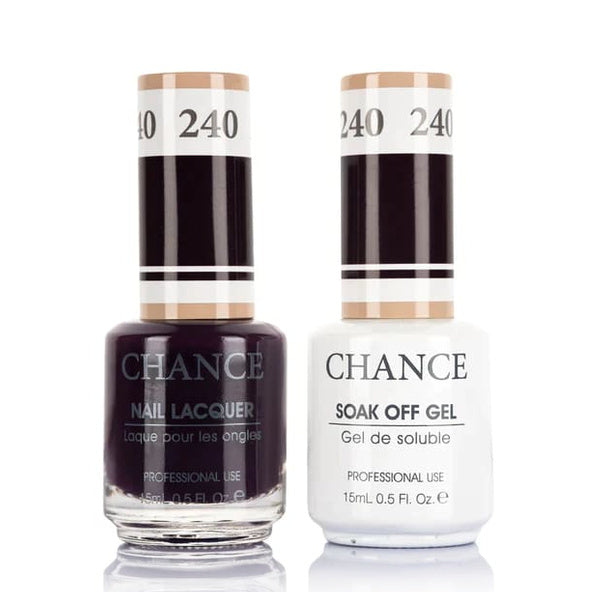 Chance Gel &amp; Lacquer Duo 240, black crème, soak-off gel polish and matching nail lacquer, 0.5 oz each