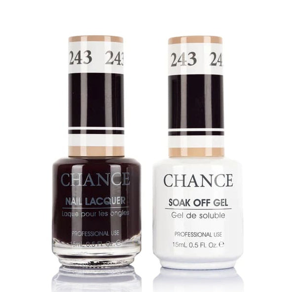 Chance Gel &amp; Lacquer Duo 243, black crème, soak-off gel polish and matching nail lacquer, 0.5 oz each