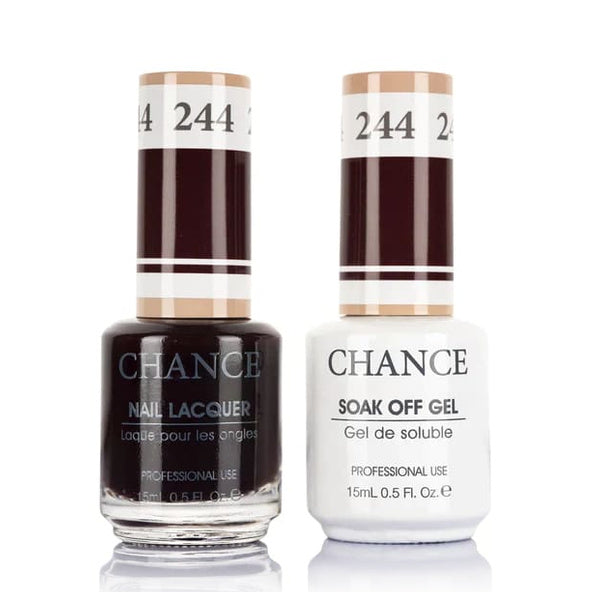 Chance Gel &amp; Lacquer Duo 244, black crème, soak-off gel polish and matching nail lacquer, 0.5 oz each