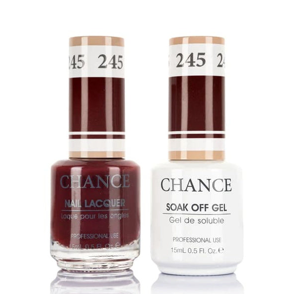 Chance Gel &amp; Lacquer Duo 245, red crème, soak-off gel polish and matching nail lacquer, 0.5 oz each