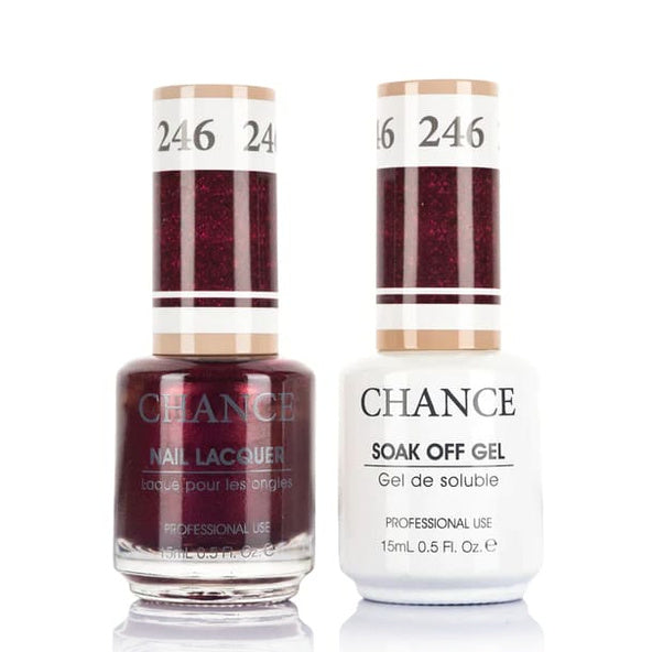 Chance Gel &amp; Lacquer Duo 246, red crème, soak-off gel polish and matching nail lacquer, 0.5 oz each