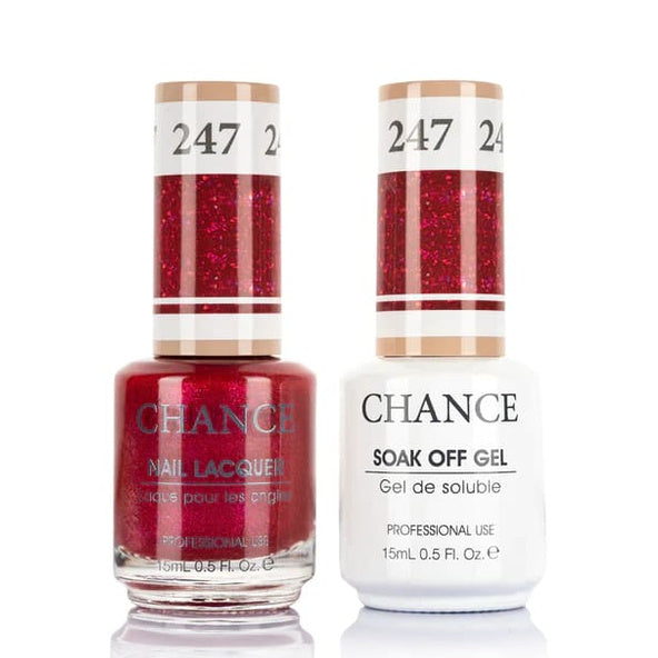 Chance Gel &amp; Lacquer Duo 247, red glitter, soak-off gel polish and matching nail lacquer, 0.5 oz each