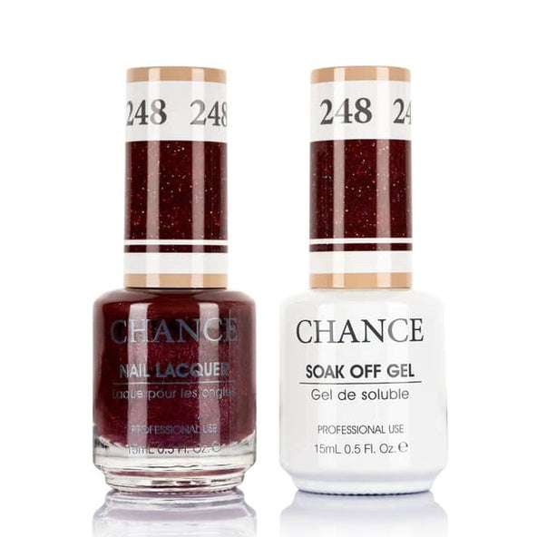 Chance Gel &amp; Lacquer Duo 248, red glitter, soak-off gel polish and matching nail lacquer, 0.5 oz each