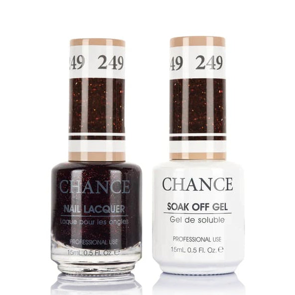 Chance Gel &amp; Lacquer Duo 249, brown glitter, soak-off gel polish and matching nail lacquer, 0.5 oz each