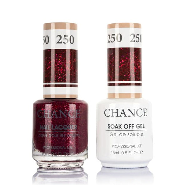 Chance Gel &amp; Lacquer Duo 250, red glitter, soak-off gel polish and matching nail lacquer, 0.5 oz each