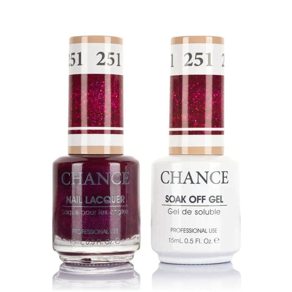 Chance Gel &amp; Lacquer Duo 251, red glitter, soak-off gel polish and matching nail lacquer, 0.5 oz each