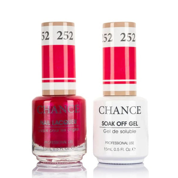 Chance Gel &amp; Lacquer Duo 252, red crème, soak-off gel polish and matching nail lacquer, 0.5 oz each