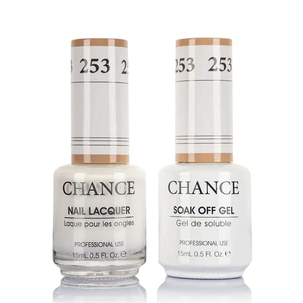 Chance Gel &amp; Lacquer Duo 253, white crème, soak-off gel polish and matching nail lacquer, 0.5 oz each