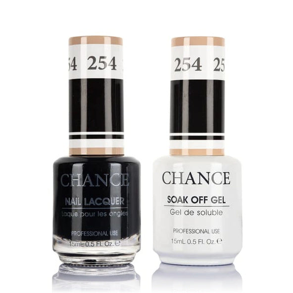 Chance Gel &amp; Lacquer Duo 254, black crème, soak-off gel polish and matching nail lacquer, 0.5 oz each