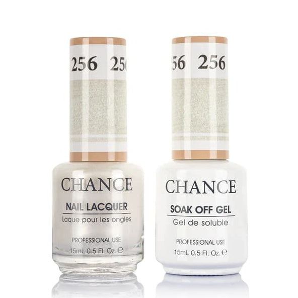 Chance Gel &amp; Lacquer Duo 256, white glitter, soak-off gel polish and matching nail lacquer, 0.5 oz each