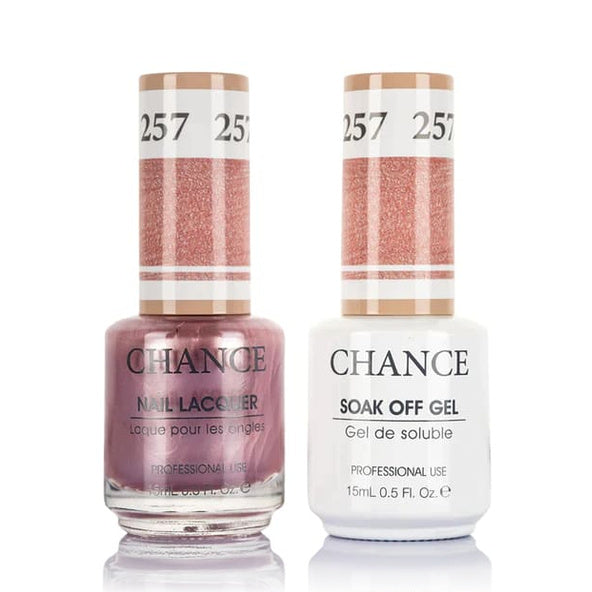 Chance Gel &amp; Lacquer Duo 257, pink shimmer, soak-off gel polish and matching nail lacquer, 0.5 oz each