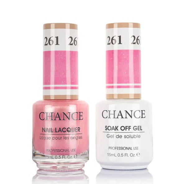 Chance Gel &amp; Lacquer Duo 261, pink shimmer, soak-off gel polish and matching nail lacquer, 0.5 oz each