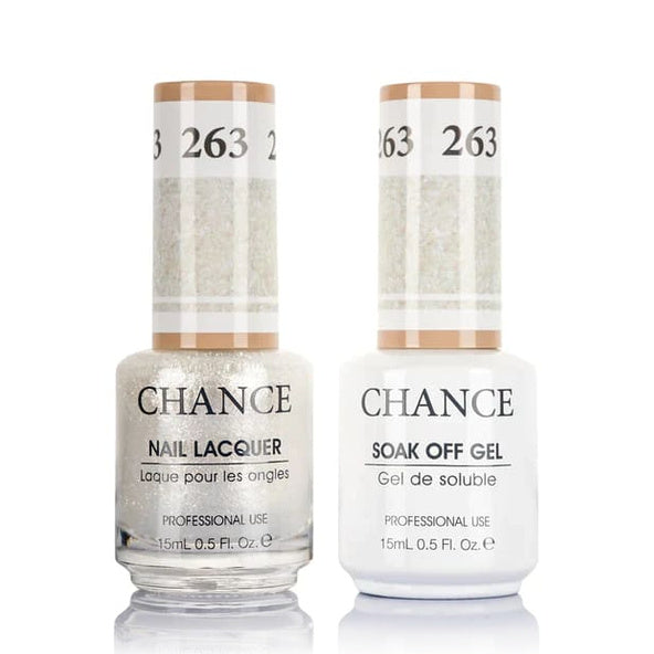 Chance Gel &amp; Lacquer Duo 263, gold and silver glitter, soak-off gel polish and matching nail lacquer, 0.5 oz each