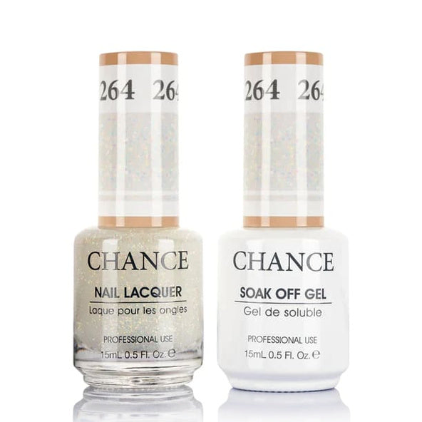 Chance Gel &amp; Lacquer Duo 264, gold and silver glitter, soak-off gel polish and matching nail lacquer, 0.5 oz each