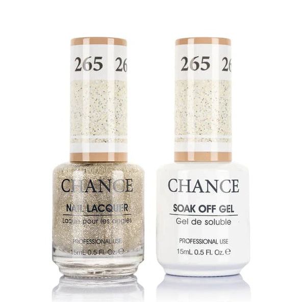 Chance Gel &amp; Lacquer Duo 265, gold and silver glitter, soak-off gel polish and matching nail lacquer, 0.5 oz each