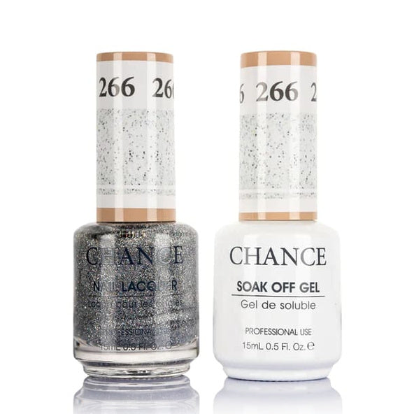 Chance Gel &amp; Lacquer Duo 266, multicolour glitter, soak-off gel polish and matching nail lacquer, 0.5 oz each