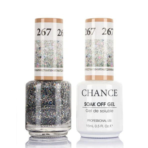 Chance Gel &amp; Lacquer Duo 267, multicolour glitter, soak-off gel polish and matching nail lacquer, 0.5 oz each