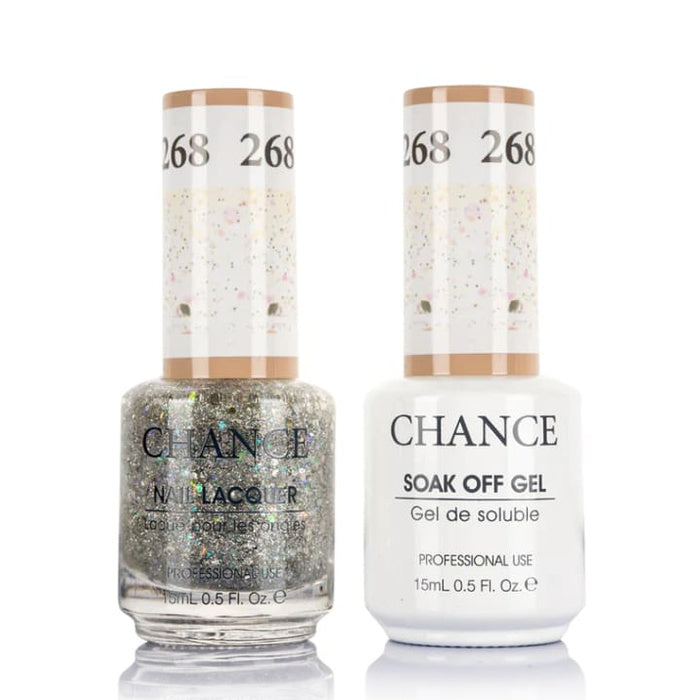 Chance Gel &amp; Lacquer Duo 268, multicolour glitter, soak-off gel polish and matching nail lacquer, 0.5 oz each