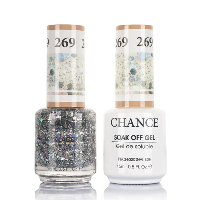 Chance Gel &amp; Lacquer Duo 269, gold and silver glitter, soak-off gel polish and matching nail lacquer, 0.5 oz each