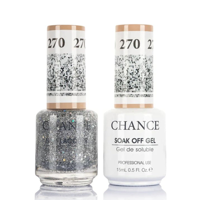 Chance Gel &amp; Lacquer Duo 270, multicolour glitter, soak-off gel polish and matching nail lacquer, 0.5 oz each