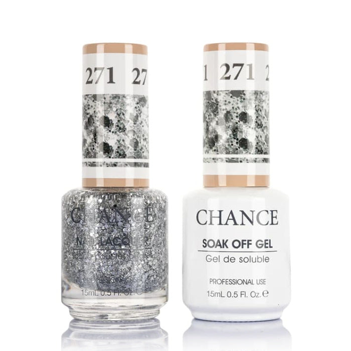 Chance Gel &amp; Lacquer Duo 271, multicolour glitter, soak-off gel polish and matching nail lacquer, 0.5 oz each