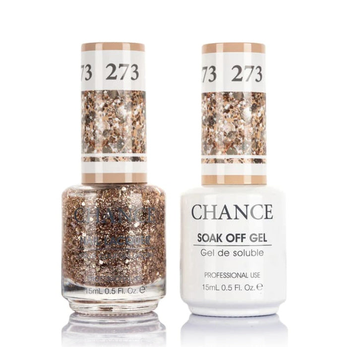 Chance Gel &amp; Lacquer Duo 273, gold and silver glitter, soak-off gel polish and matching nail lacquer, 0.5 oz each