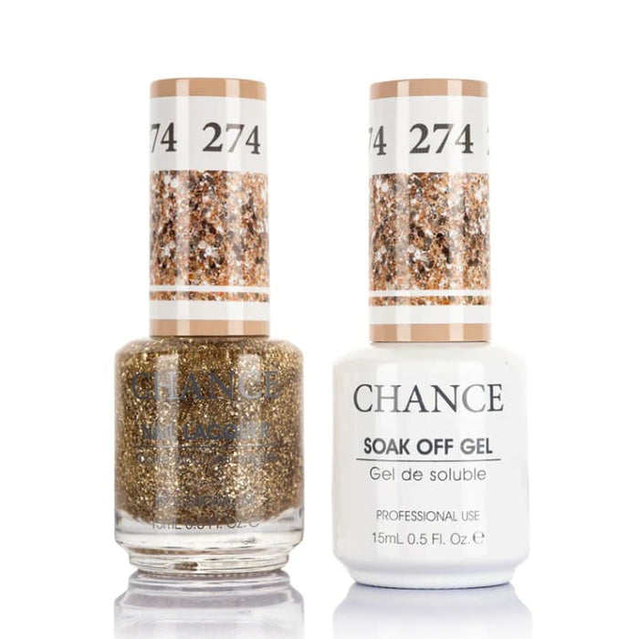 Chance Gel &amp; Lacquer Duo 274, gold and silver glitter, soak-off gel polish and matching nail lacquer, 0.5 oz each