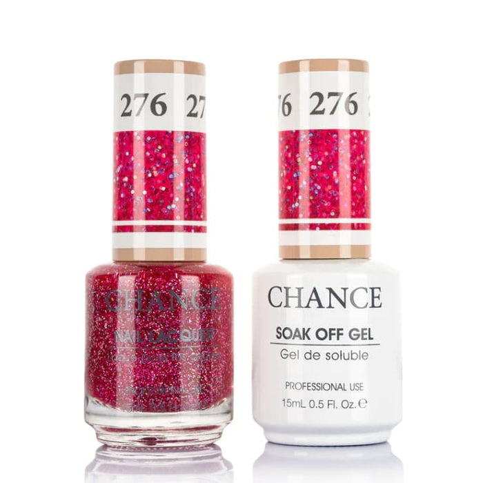 Chance Gel &amp; Lacquer Duo 276, pink glitter, soak-off gel polish and matching nail lacquer, 0.5 oz each