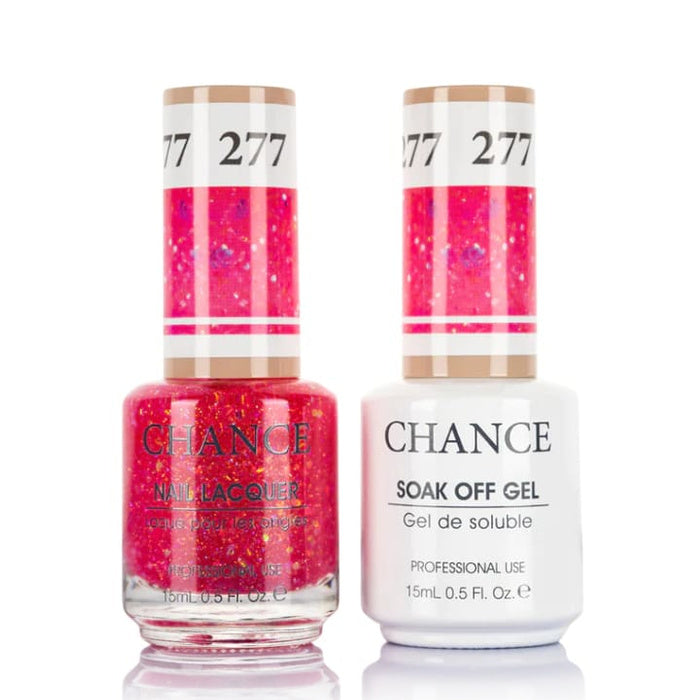 Chance Gel &amp; Lacquer Duo 277, pink glitter, soak-off gel polish and matching nail lacquer, 0.5 oz each
