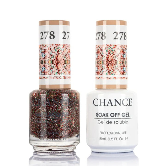 Chance Gel &amp; Lacquer Duo 278, multicolour glitter, soak-off gel polish and matching nail lacquer, 0.5 oz each