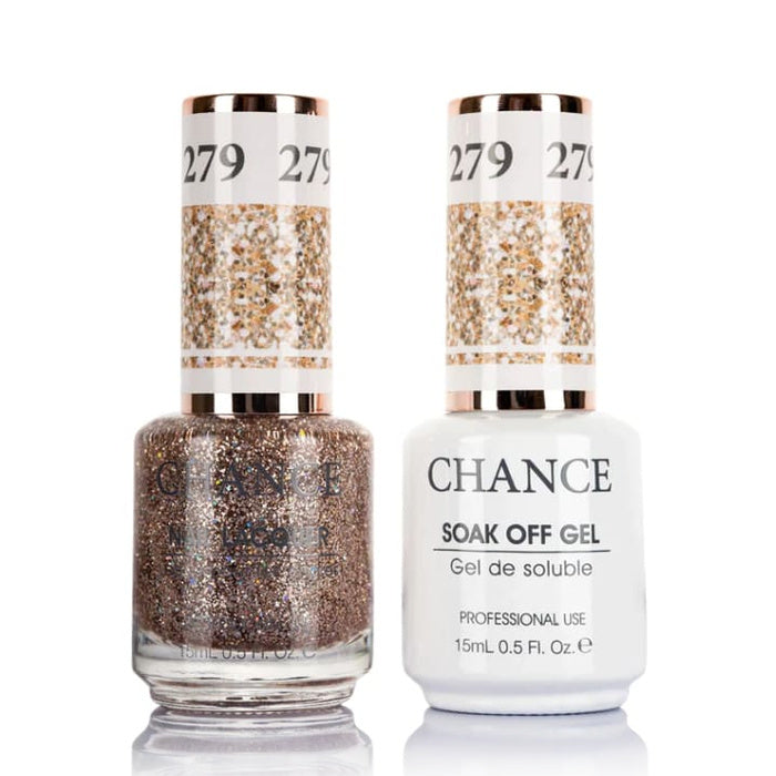 Chance Gel &amp; Lacquer Duo 279, multicolour glitter, soak-off gel polish and matching nail lacquer, 0.5 oz each