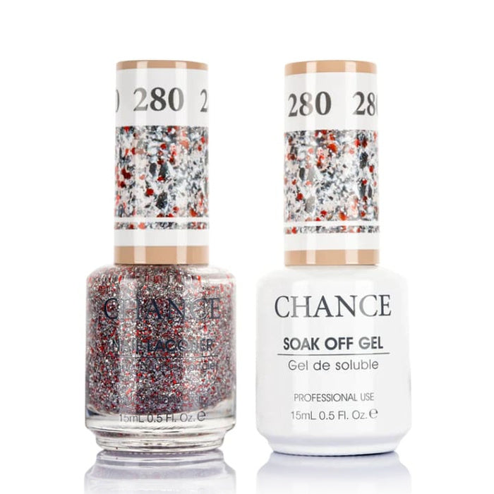 Chance Gel &amp; Lacquer Duo 280, multicolour glitter, soak-off gel polish and matching nail lacquer, 0.5 oz each