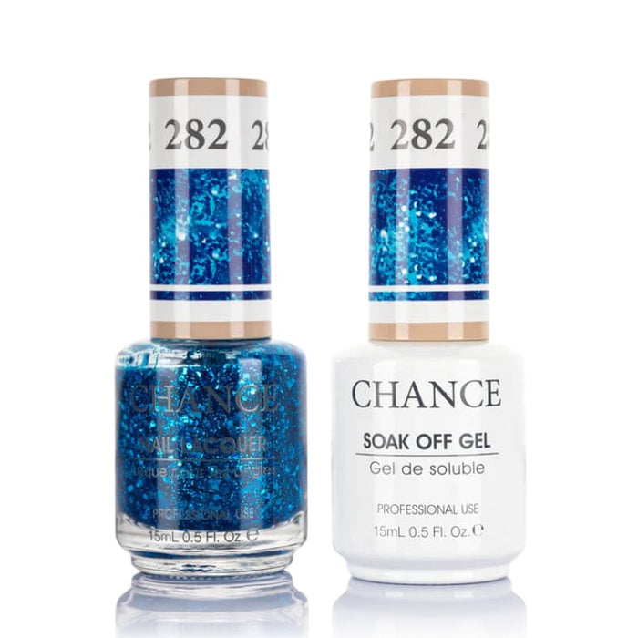 Chance Gel &amp; Lacquer Duo 282, blue glitter, soak-off gel polish and matching nail lacquer, 0.5 oz each