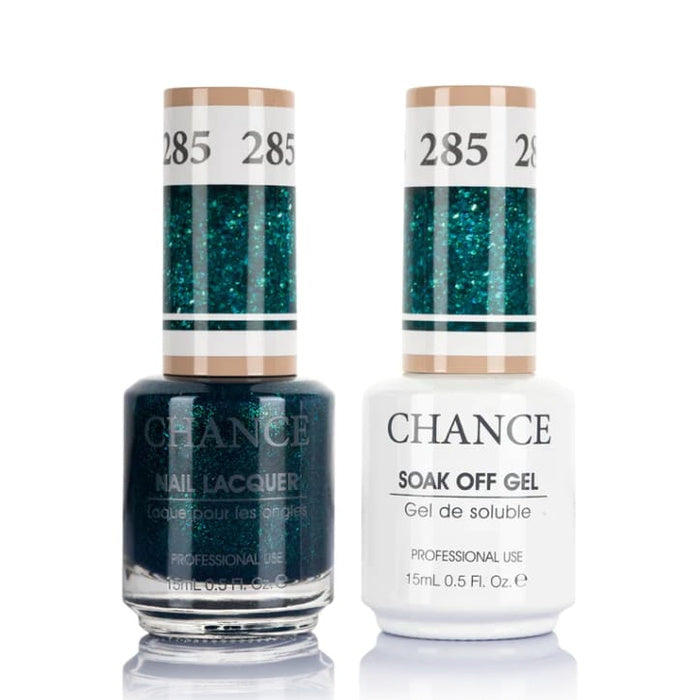 Chance Gel &amp; Lacquer Duo 285, blue glitter, soak-off gel polish and matching nail lacquer, 0.5 oz each