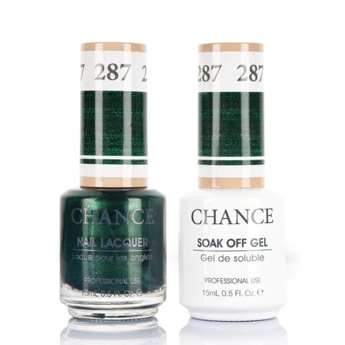 Chance Gel &amp; Lacquer Duo 287, green glitter, soak-off gel polish and matching nail lacquer, 0.5 oz each