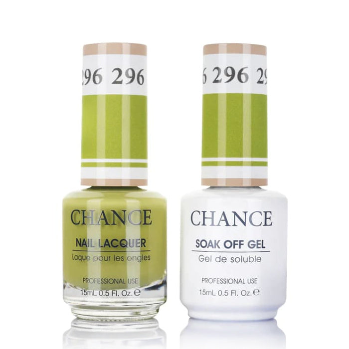 Chance Gel &amp; Lacquer Duo 296, green crème, soak-off gel polish and matching nail lacquer, 0.5 oz each