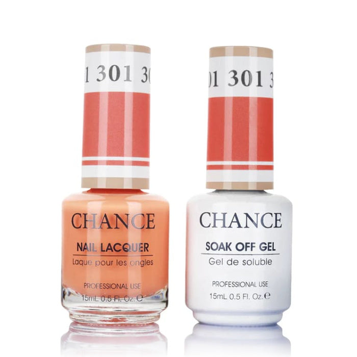 Chance Gel &amp; Lacquer Duo 301, coral orange crème, soak-off gel polish and matching nail lacquer, 0.5 oz each
