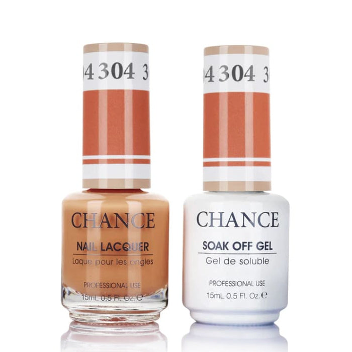 Chance Gel &amp; Lacquer Duo 304, coral orange crème, soak-off gel polish and matching nail lacquer, 0.5 oz each
