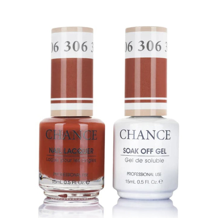 Chance Gel &amp; Lacquer Duo 306, red crème, soak-off gel polish and matching nail lacquer, 0.5 oz each