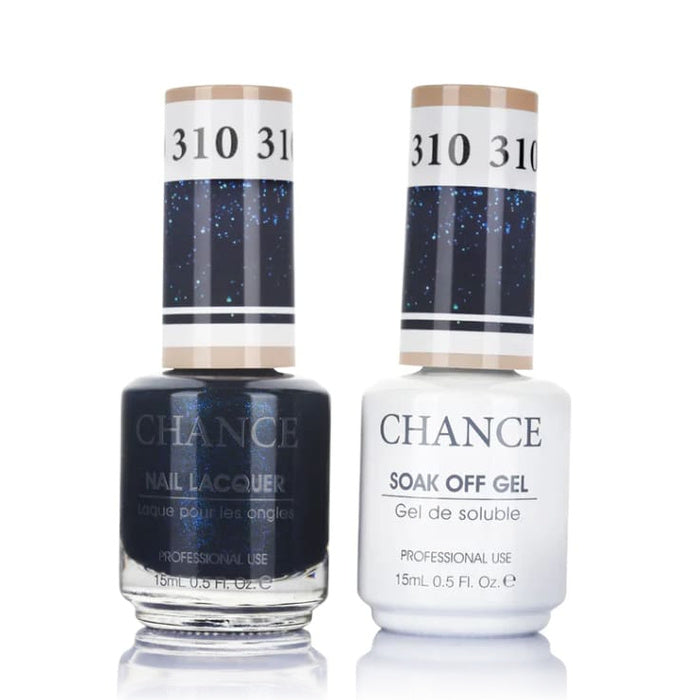 Chance Gel &amp; Lacquer Duo 310, black glitter, soak-off gel polish and matching nail lacquer, 0.5 oz each