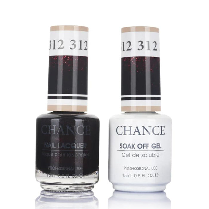 Chance Gel &amp; Lacquer Duo 312, black glitter, soak-off gel polish and matching nail lacquer, 0.5 oz each