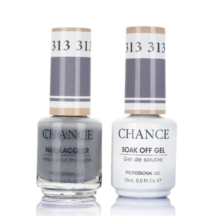 Chance Gel &amp; Lacquer Duo 313, grey crème, soak-off gel polish and matching nail lacquer, 0.5 oz each