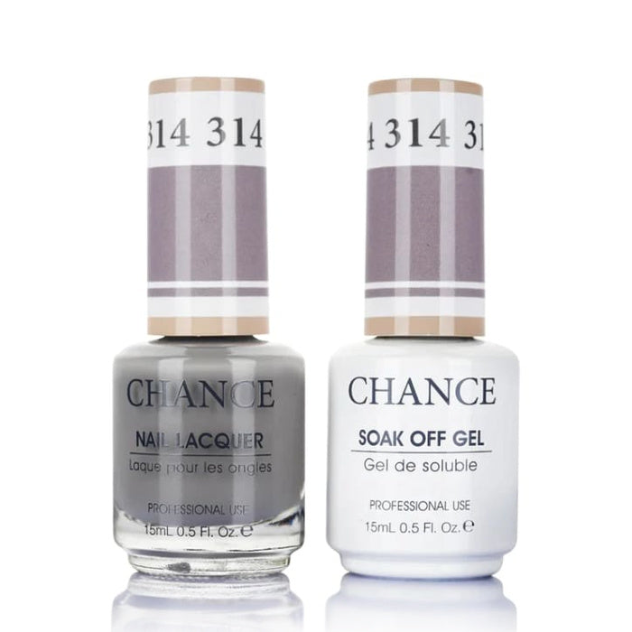 Chance Gel &amp; Lacquer Duo 314, grey crème, soak-off gel polish and matching nail lacquer, 0.5 oz each