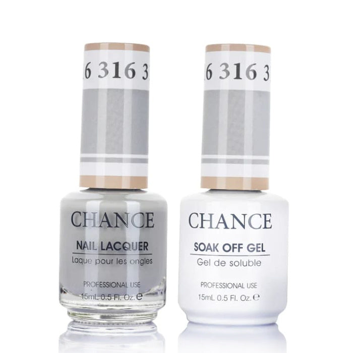 Chance Gel &amp; Lacquer Duo 316, grey crème, soak-off gel polish and matching nail lacquer, 0.5 oz each